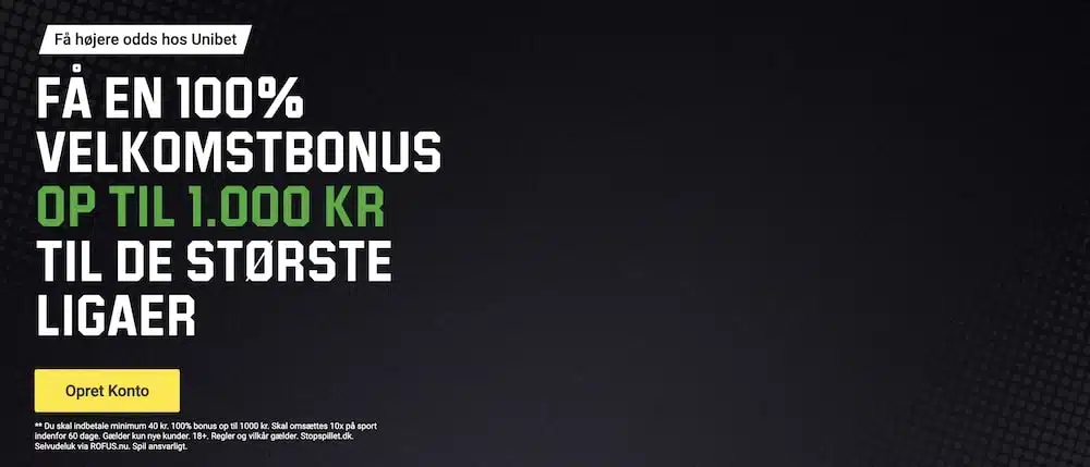 Unibet velkomstbonus til sport